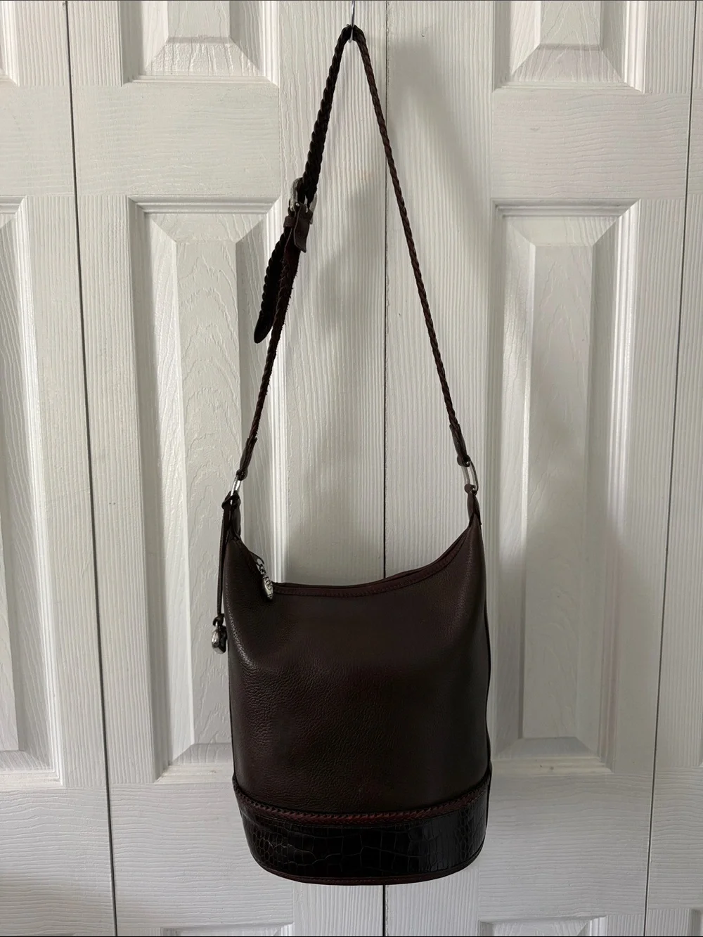 Vintage Brighton Dark Brown Leather Bucket Shoulder Bag